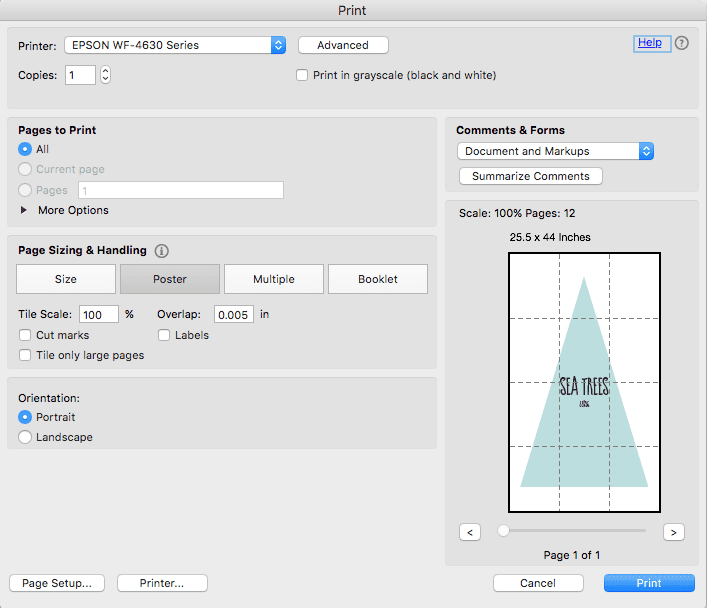 Sea Trees Template Print Screen