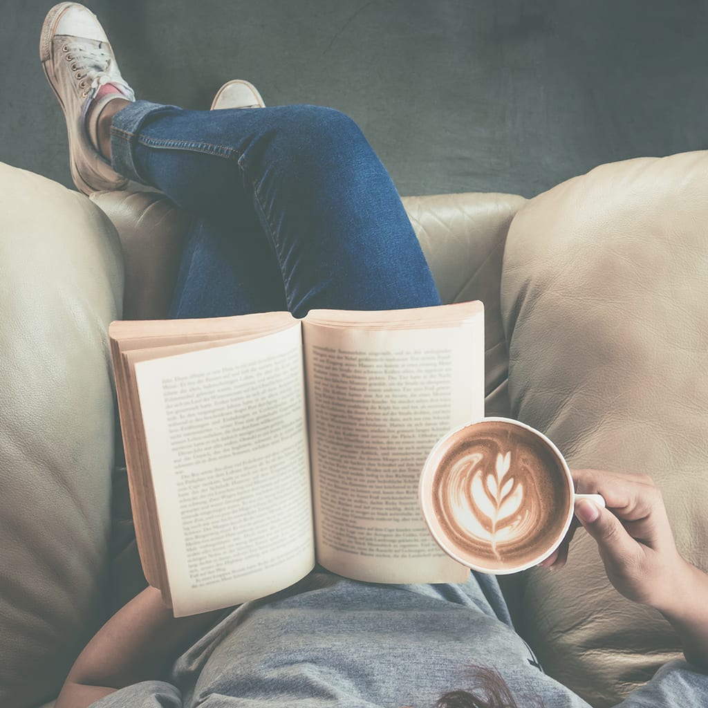 Reading with coffee