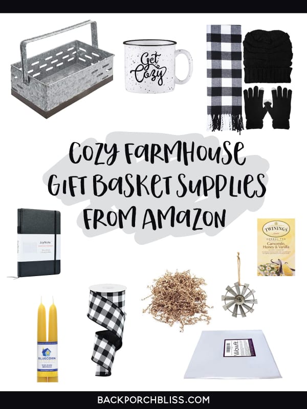 Cozy Farmhouse Gift Basket Supplies from Amazon