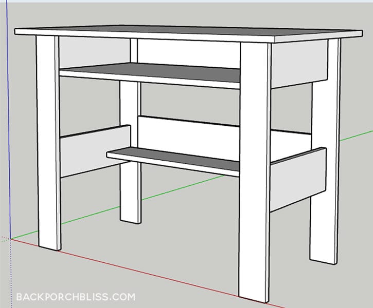 Sketch of Easy DIY Homeschool Desk with Free Plans