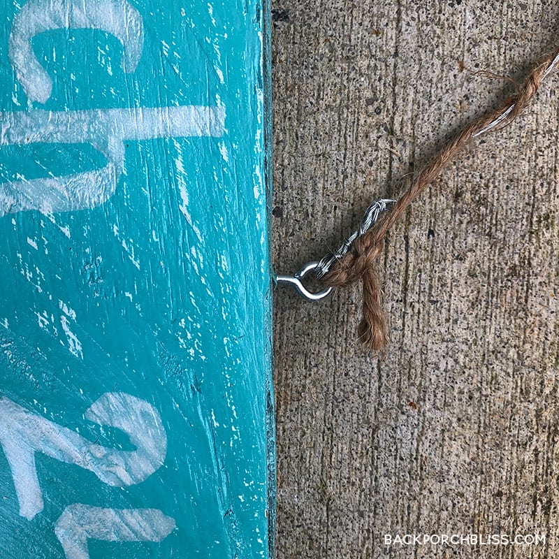 hang using picture hanging wire with jute twine wrapped