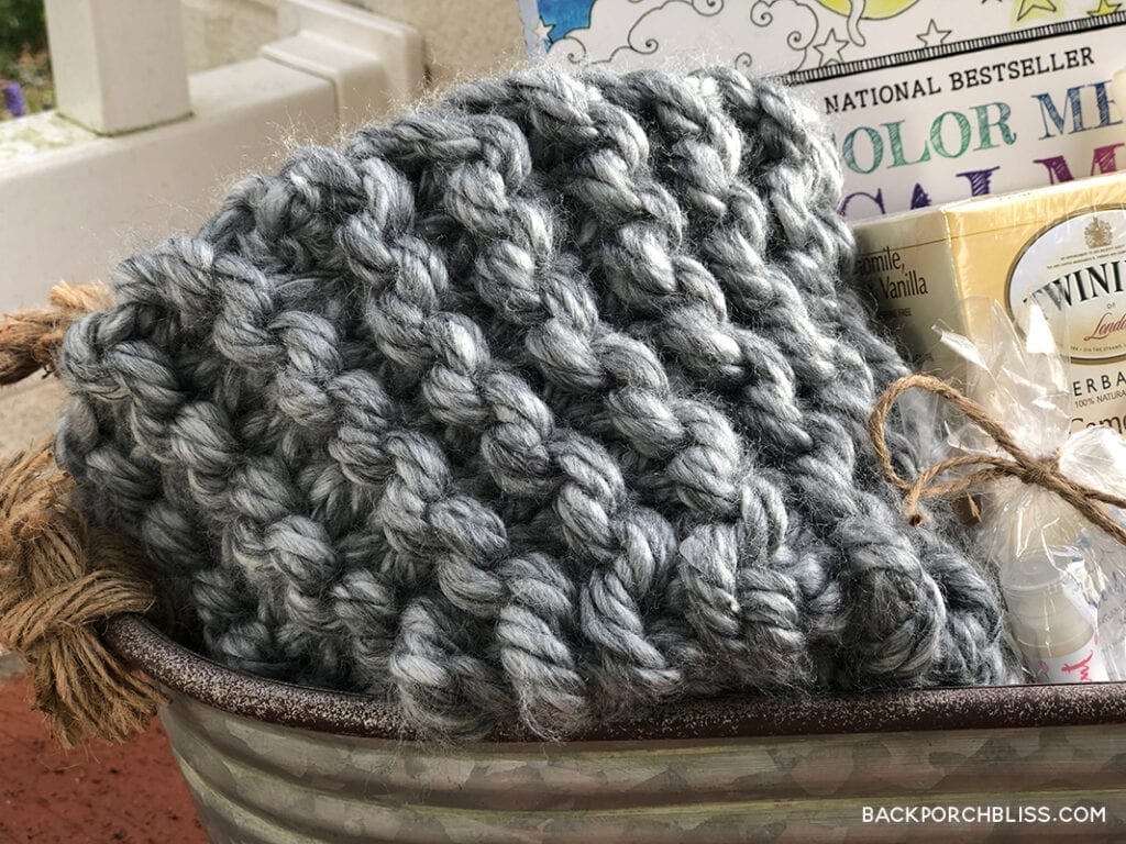 Hand knitted gray scarf