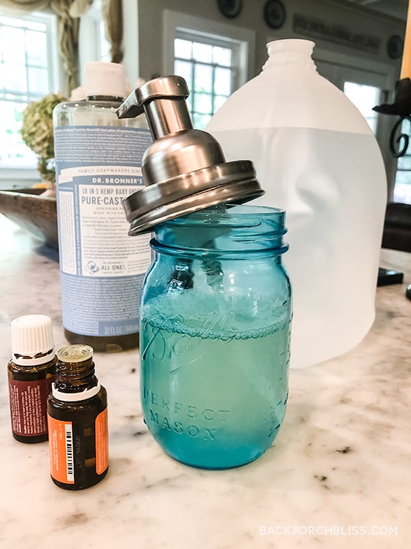 DIY Gardener's Hand Soap for Use in a Pretty Mason Jar