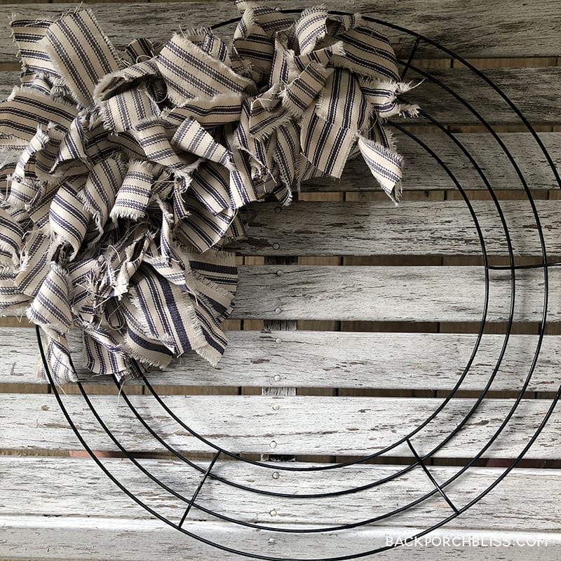 loop fabric around wreath