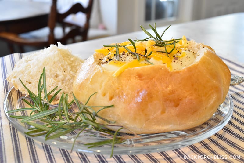 easy potato soup with bread bowls